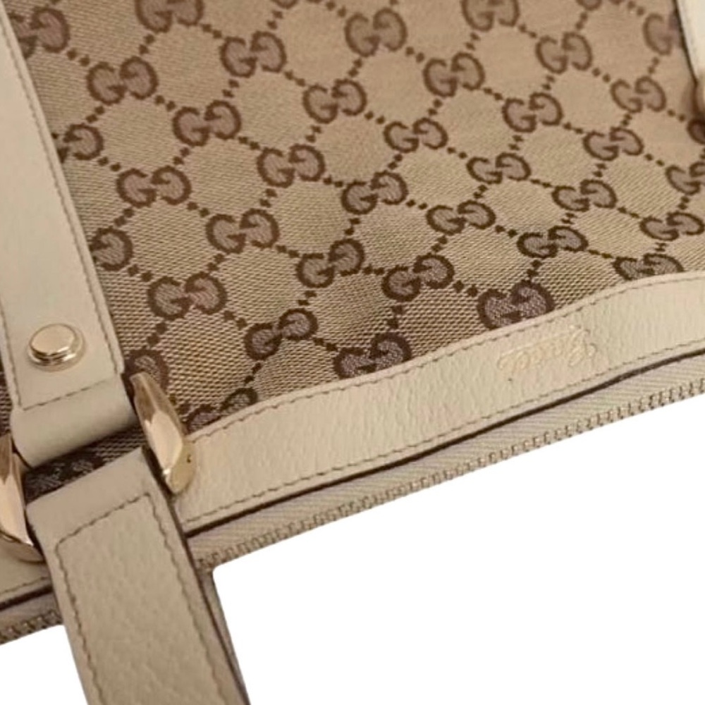 Gucci GG Monogram Canvas Leather Medium Shoulder Bag Tote - Picture 4 of 7